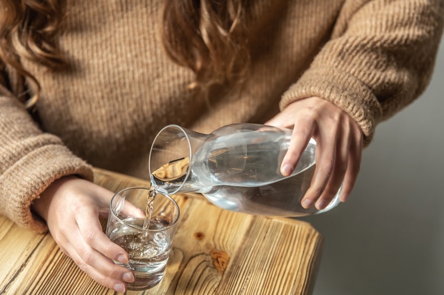 Alkalin water in glass